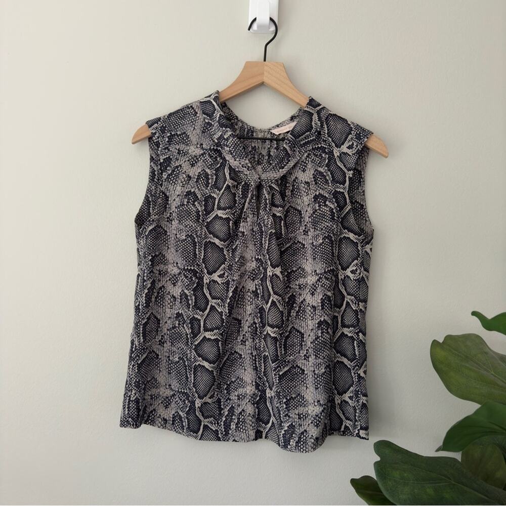 Rebecca Taylor 100% Silk Snakeskin Print Tank Top Keyhole Neck Sleeveless Light